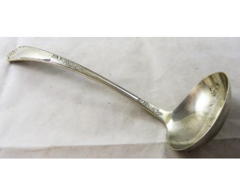 A silver La Regence soup ladle, by Carrs, Sheffield 1995, length 29 cm, weight 9 oz.