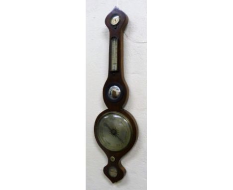Gobbi, Liverpool - a Victorian rosewood wheel barometer, with dry/damp, thermometer, barometer and level gauges, 93 cm.