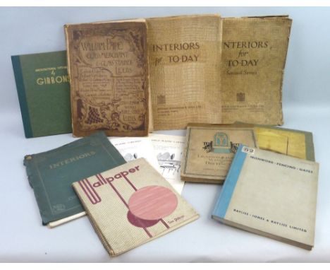 Interior Design and Architectural tradesmen's catalogues. Late 19th and 20th century including Sanderson's Interiors for Toda