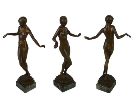 Paul Philippe (French 1870 - 1930), a bronze naked dancing lady, circa 1925, signed in the cast "P. Philippe, R.U.M.", mounte