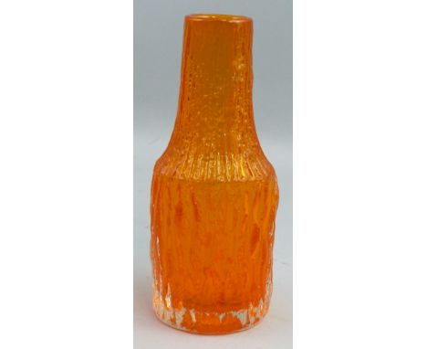 A Whitefriars tangerine mallet vase, from the textured range designed by Geoffrey Baxter. 20 cm high.