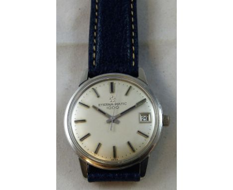 Eterna - matic 1000 - a stainless steel gentleman's automatic date wristwatch, circa 1960, cal 1489K, movement number 5753484