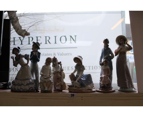 Collection of Seven Nao figurines inc. Dancers, Cello player etc 