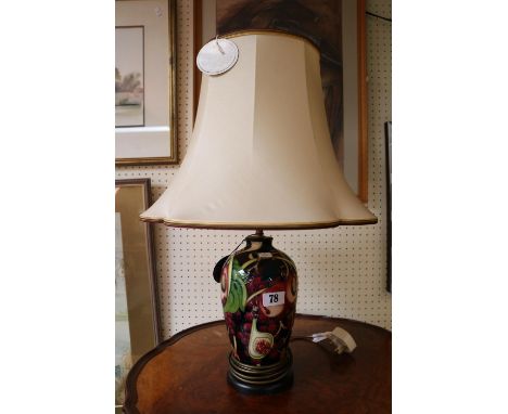 Moorcroft Fruit decorated tabl lamp base with mathcing shade 