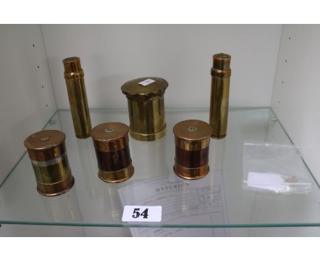 Collection of Brass and Copper Trench art shells (6) 