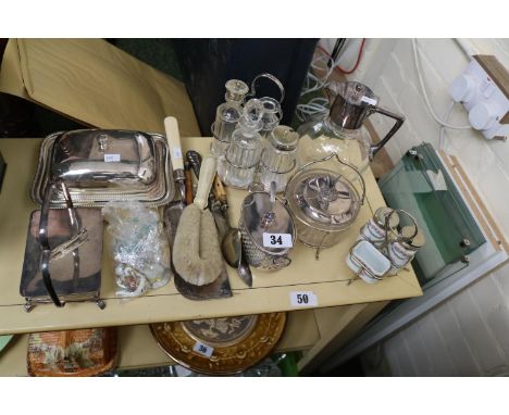Collection of assorted Silver plated tableware inc. Sardine Dish, Cruet set, Water Jug etc 