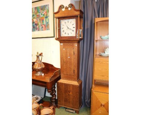 John Coats of Cirencester Longcase clock with painted Roman numeral dial and oak case 