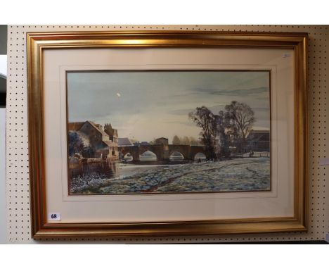 R H Bolton Watercolour of St Ives Bridge signed and dated 1993 