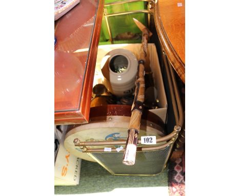 Vintage Brass Salters Scale, Fire surround spark guard and assorted bygones 