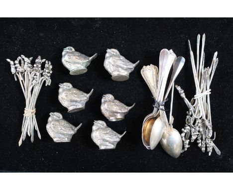 Collection of assorted Silver Flatware and Bird figures 360g total weight 800 Silver 