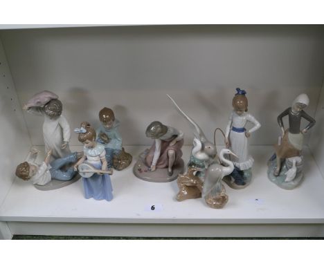 Collection of Seven Nao Figures inc. Children at Play, Storks etc 