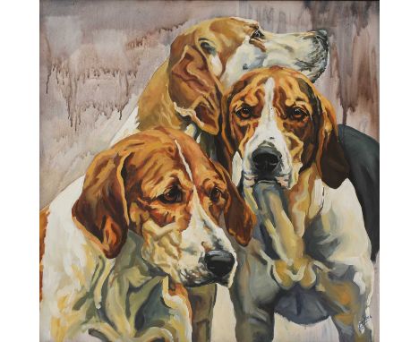 ▴ Debbie Harris ASEA (b.1973)A study of houndsindistinctly signed and dated '2006' l.r., acrylic on canvas70 x 70cmCondition 
