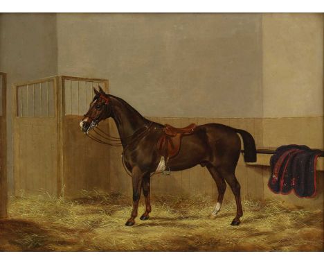 James Chalmers (19th century)A racehorse in a stablesigned and dated 'J.S Chalmers/1864' l.l., oil on canvas46 x 61cmConditio