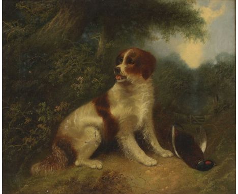 Edward Armfield (1817-1896)Spaniel and pheasantoil on canvas 50.5 x 61cmCondition Reportoverall: 56 x 66.5cmSurface dirt with