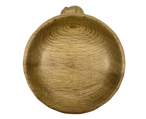 Mouseman - tooled oak nut bowl, carved with mouse signature, by the workshop of Robert Thompson, Kilburn, D16cm 