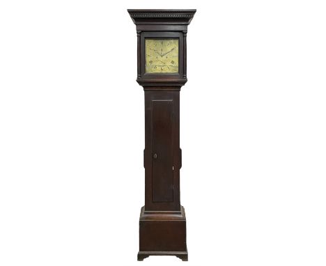 Reynolds & Earl of Oxford - late 18th-century 8-day oak cased longcase clock c1790, with a flat topped pediment, square hood 