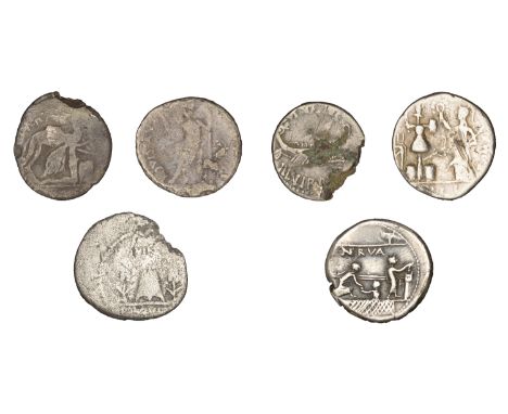 Roman Republican Coinage, M. Furius Philus, Denarius, c. 119, 3.78g (Craw. 281/1; BMCRR Italy 555ff); P. Licinius Nerva, Dena