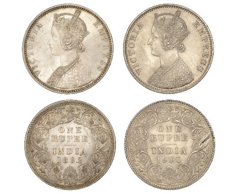 India, Victoria, Rupees (2), 1892b, 1900c (SW 6.128, 6.153; Prid. 181, 138) [2]. First good extremely fine, second extremely 