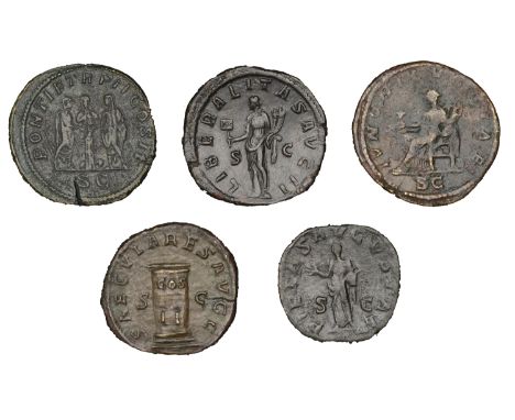 Roman Imperial Coinage, Julia Domna, Sestertius, rev. Juno seated left, 22.66g (RIC Caracalla 586; BMC 469; RCV 7115); Geta, 