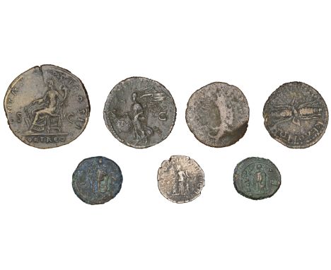 Roman Imperial Coinage, Nero, As, 62-8, rev. Victory advancing left, holding inscribed shield, 9.84g (RIC 351; BMC 246); Hadr