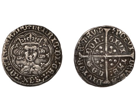 Henry VI (First reign, 1422-1461), Annulet issue, Groat, London, mm. cross I, reads anglie, fleur on breast cusp and saltire 