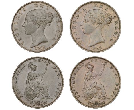 Victoria (1837-1901), Halfpence (2), 1852 rev. B, 1853/2 (BMC 1537-8; S 3949) [2]. First nearly extremely fine but with some 