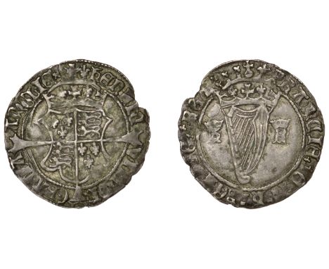 Henry VIII (1509-1547), Fourth Harp issue, Sixpenny Groat, mm. lis, hr (Henricus Rex), reads hibernie rex, saltire stops on r