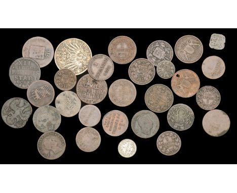 Germany, AACHEN, Free City, 12 Heller (3), 1758, 1792, 1794 (KM. 51); ANHALT-BERNBURG, Victor II Friedrich, Pfennig, 1760 (KM