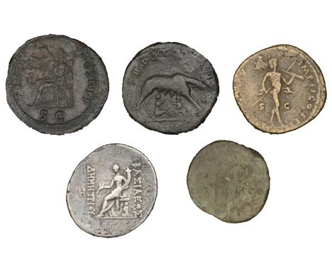Roman Imperial Coinage, Trajan, Sestertius, 98-9, rev. Pax seated left, 25.88g (RIC 401; RCV 3214); Antoninus Pius, Sestertiu