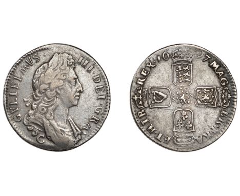William III (1694-1702), Shilling, 1697c, first bust (ESC 1168; S 3499). Sometime cleaned, otherwise about very fine £150-£18