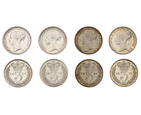 Victoria (1837-1901), Threepences (4), 1870, 1872, 1874, 1875 (ESC 3414, 3416, 3418-19; S 3914C) [4]. First two cleaned and n