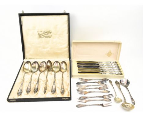 A cased Norwegian silver 830 canteen of cutlery by Oscar Larssen. Complete in presentation case with silver notation label to