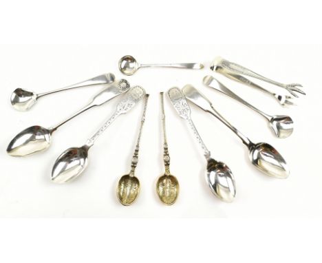 A collection of 19th &amp; 20th century hallmarked silver flatware. To include George III hallmarked examples, 19th &amp; 20t