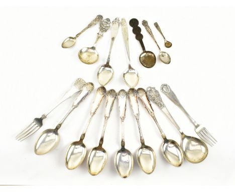 A collection of Norwegian 830S marked silver flatware. The lot to include a set of six spoons together with various forks. sp