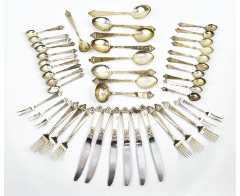 A collection of 20th century Norwegian 830 marked silver flatware mostly by Nils Hansen. The lot to include forks, table spoo