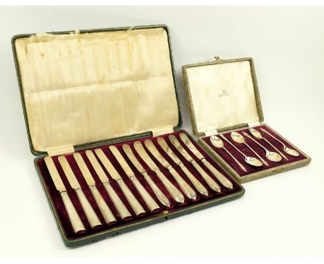 Two cased hallmarked silver &amp; silver plated flatware. The lot to include set of six-piece Edward VII silver handled bread