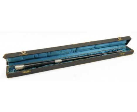 A cased George VII hallmarked silver &amp; ebony conductor's baton. Hallmarked year 1902, London. Sponsors mark for Ebenezer 