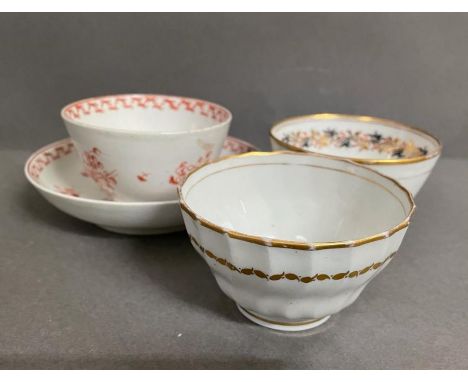 Three New Hall tea bowls and a saucer