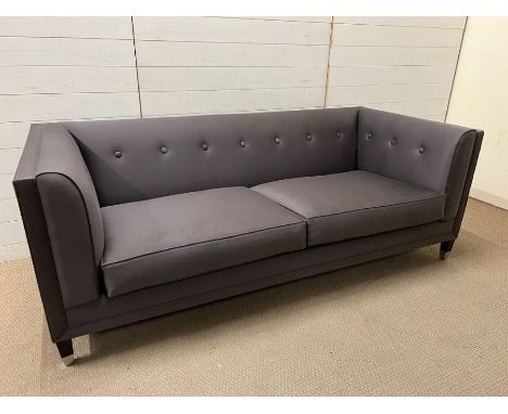 A sleek contemporary square button back sofa, part of a Linley bespoke design project (H73cm W200cm D91cm SH43cm SD63cm)