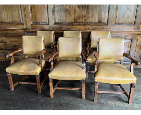 A set of six Art Deco style club chairs (H90cm W63cm)