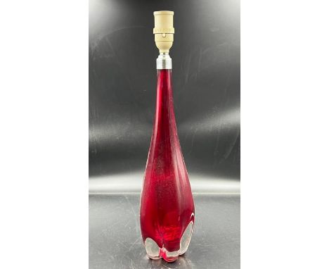 Whitefriars large Ruby Glass lobed lamp base c. 1960s. (H47.5cm)