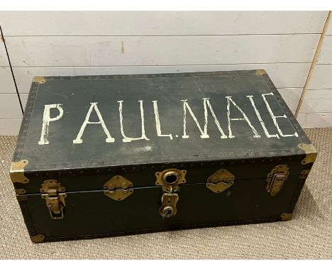 A travel trunk with brass mount 