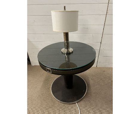 A contemporary Art Deco style Ralph Lauren lamp table (H103cm Dia61cm)