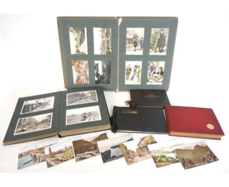 EARLY 20th CENTURY POSTCARD ALBUM
includes Scottish, English, European, portrait and cartoon, with period and later loose car