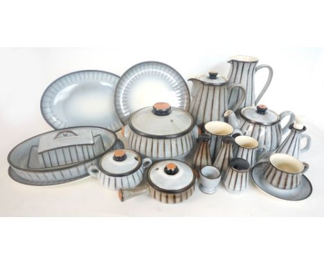 DENBY STUDIO PATTERN DINNER TEA AND COFFEE SERVICE
comprising plates, bowls, soup bowls, serving dishes, casseroles, serving 