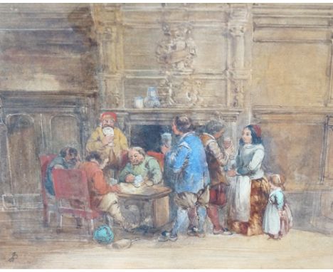 JOHN PETTIE RA (Scottish 1839-1893)
pair of Dutch interior tavern scenes, watercolours, both monogrammed to the lower left, b