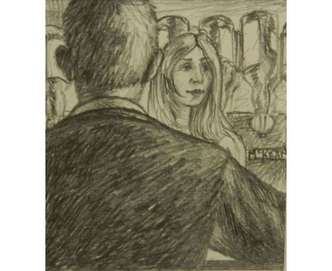 GRAHAM McKEAN
'Last Orders Please', pencil sketch, signed, 12cm x 10cm