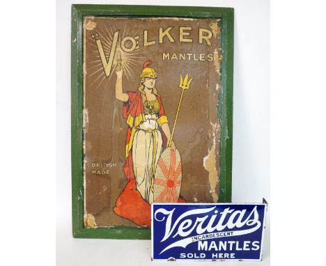 ENAMEL ADVERTISING SIGN
in blue and white for Veritas Incandescent Mantles, bearing the manufactures name Griffiths & Browett