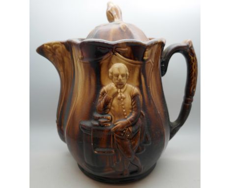 A large Rockingham pitcher with Shakespeare detail, height 24cm