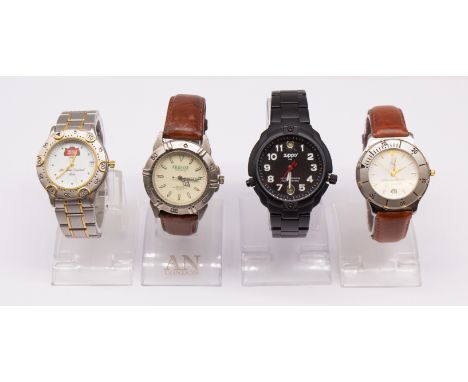 Selection of four Advertising Collectable quartz watches.  To include a Zippo USA watch, a Stella Artois Belgiums Original Be